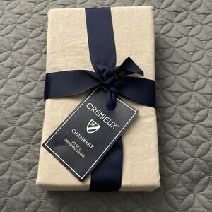 NWT Cremieux Chambray Set Of Two Standard Shams Khaki